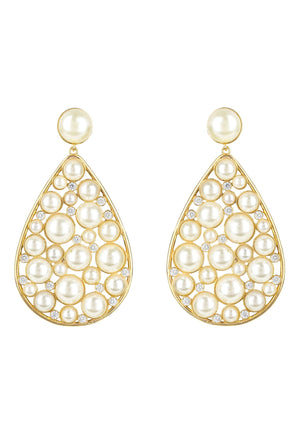 Pearl Elizabeth Statement Teardrop Earrings Gold