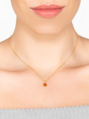 Pisa Mini Teardrop Necklace Gold Citrine