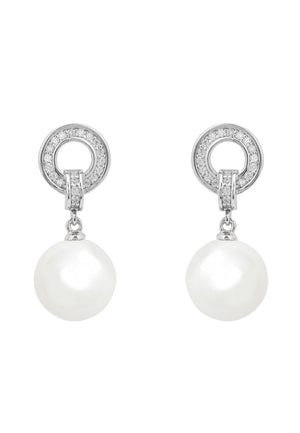 Halo Pearl Drop Earring Silver