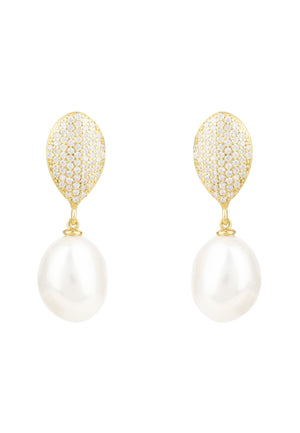 Baroque Pearl Classic Drop Earrings Gold