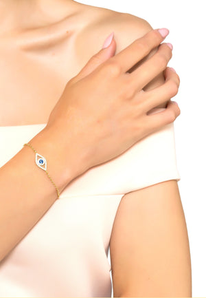 Evil Eye Elliptical Bracelet Blue Rosegold