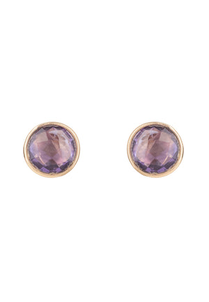 Medium Circle Stud Earrings Rosegold Amethyst