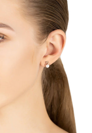 Rosebud Pearl Stud Earring Rosegold