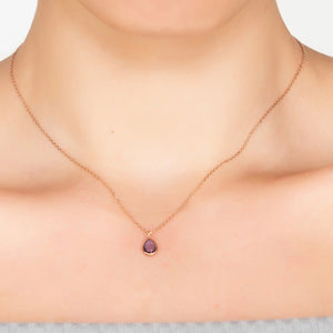 Pisa Mini Teardrop Necklace Rosegold Amethyst