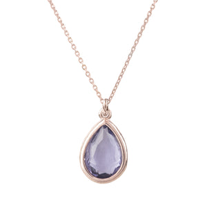 Pisa Mini Teardrop Necklace Rosegold Amethyst