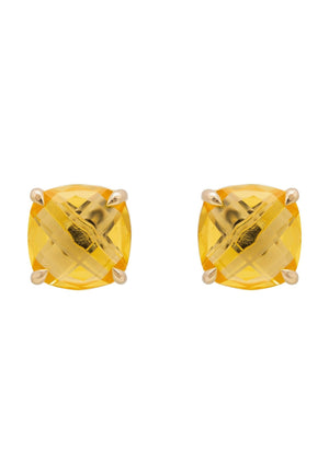 Empress Gemstone Stud Earrings Gold Citrine