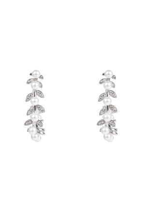 Pearl Laurel Hoop Earrings Silver