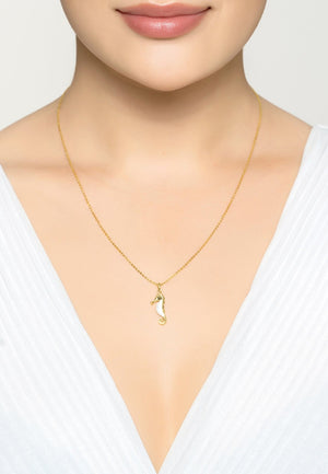 Seahorse Pearl Necklace Gold