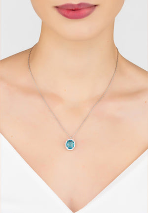 Beatrice Oval Gemstone Pendant Necklace Silver Blue Topaz Hydro