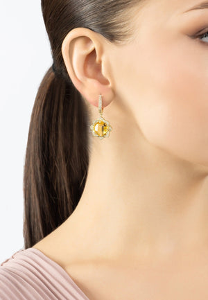 Lilian Flower Gemstone Earrings Gold Citrine