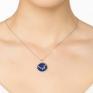Zodiac Lapis Lazuli Gemstone Star Constellation Pendant Necklace Silver Libra
