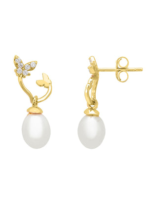 Butterflies Pearl Earring Gold