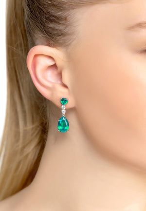 Augusta Petrol Tourmaline Teardrop Earrings Silver