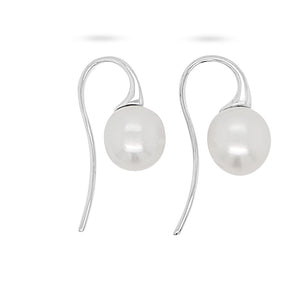 18K W/Y 9-10mm South Sea Pearl Hook Earrings