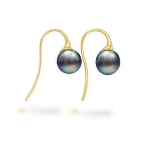 18K W/Y 9-10mm South Sea Pearl Hook Earrings