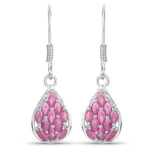 Sterling Silver Light Ruby Dangle Earrings