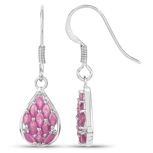 Sterling Silver Light Ruby Dangle Earrings