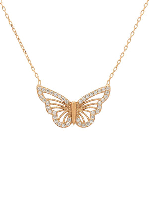 Filigree Butterfly Necklace Rosegold