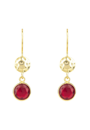 Circle & Hammer Earring Gold Garnet
