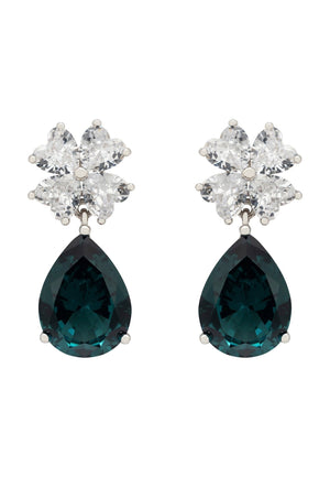 Victoria Teardrop Earrings Silver Petrol Tourmaline