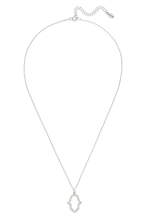 Open Hamsa Necklace Silver