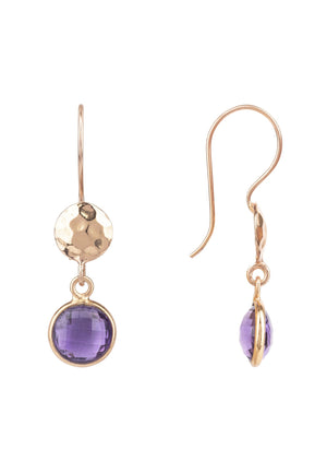 Circle & Hammer Earring Rosegold Amethyst