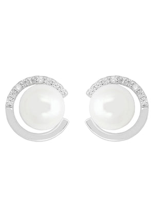 Pearl Halo Stud Earring Silver
