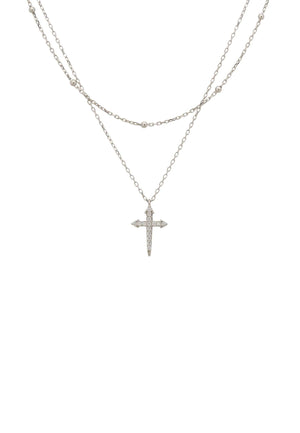 Double Strand Cross Choker Silver