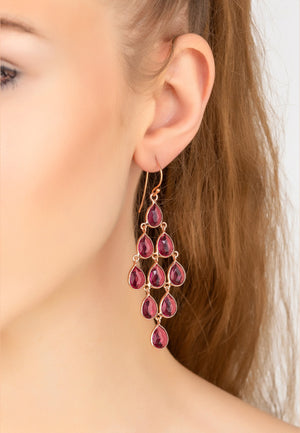 Erviola Gemstone Cascade Earring Rose Gold Pink Tourmaline