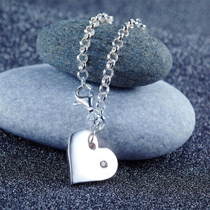 Kids Girl Gift Children Jewelry Solid 925 Sterling Silver Dangle Heart Bracelet MXFB8006