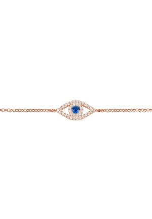 Evil Eye Elliptical Bracelet Blue Rosegold