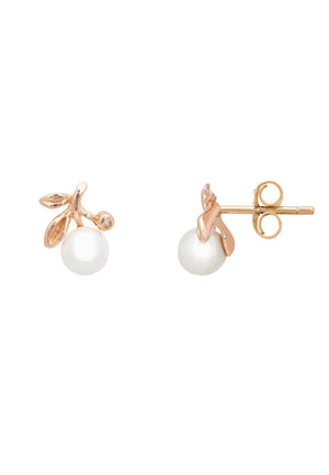 Rosebud Pearl Stud Earring Rosegold