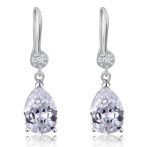 4 Carat Pear Cut Created Zirconia 925 Sterling Silver Dangle Earrings MXFE8012