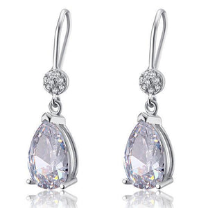 4 Carat Pear Cut Created Zirconia 925 Sterling Silver Dangle Earrings MXFE8012