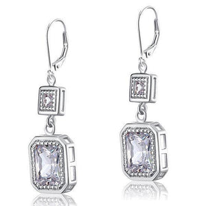 4 Carat Emerald Cut Created Zirconia 925 Sterling Silver Dangle Earrings MXFE8014