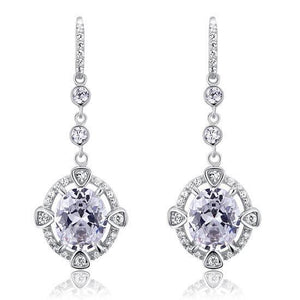 5 Carat Oval Dangle Sterling 925 Silver Earrings MXFE8017