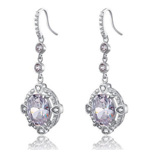 5 Carat Oval Dangle Sterling 925 Silver Earrings MXFE8017