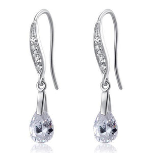 2 Carat Pear Cut Created Zirconia 925 Sterling Silver Dangle Earrings MXFE8018