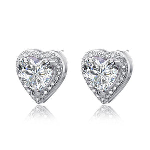 3 Carat Created Zirconia 925 Sterling Silver Heart Stud Earrings MXFE8021