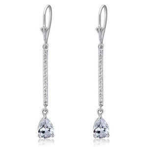 1 Carat Pear Cut Created Zirconia 925 Sterling Silver Dangle Earrings MXFE8025