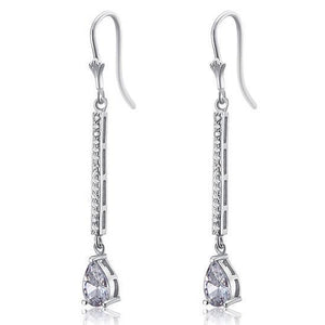 1 Carat Pear Cut Created Zirconia 925 Sterling Silver Dangle Earrings MXFE8025