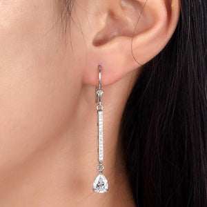 1 Carat Pear Cut Created Zirconia 925 Sterling Silver Dangle Earrings MXFE8025