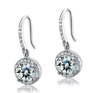 1.5 Carat Created Zirconia 925 Sterling Silver Dangle Earrings MXFE8026