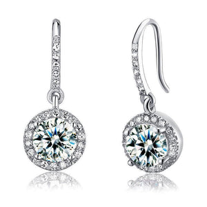 1.5 Carat Created Zirconia 925 Sterling Silver Dangle Earrings MXFE8026