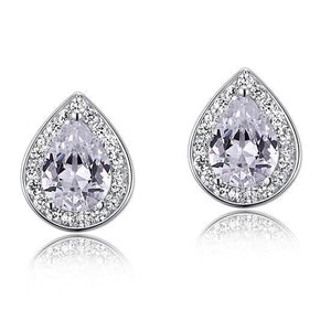 1 Carat Pear Cut Created Zirconia 925 Sterling Silver Stud Earrings MXFE8032
