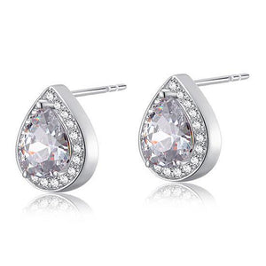 1 Carat Pear Cut Created Zirconia 925 Sterling Silver Stud Earrings MXFE8032