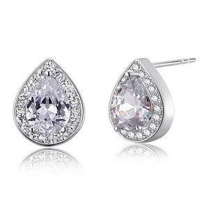 1 Carat Pear Cut Created Zirconia 925 Sterling Silver Stud Earrings MXFE8032