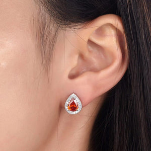 1 Carat Pear Cut Red Created Ruby 925 Sterling Silver Stud Earrings MXFE8034