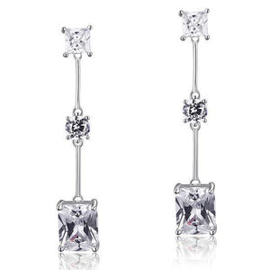 4 Carat Emerald Cut Created Zirconia 925 Sterling Silver Dangle Earrings MXFE8038