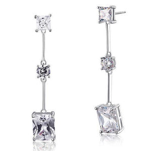 4 Carat Emerald Cut Created Zirconia 925 Sterling Silver Dangle Earrings MXFE8038